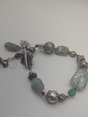 Tres Jolie Sea Green And Purple Pearl Bracelet